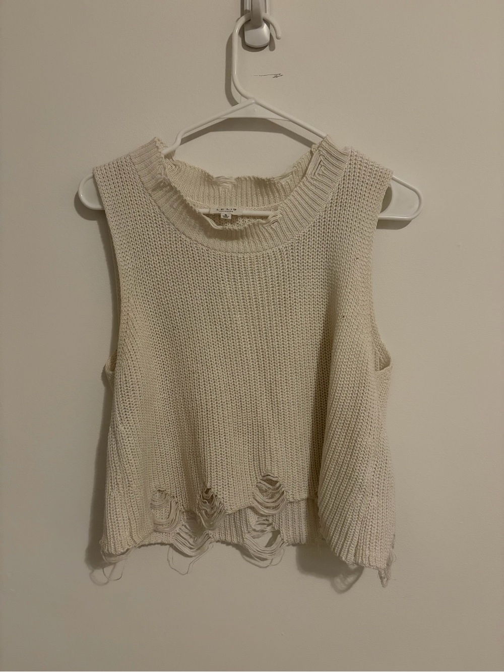 Sleeveless Distressed Sweater Knit Tank Top
